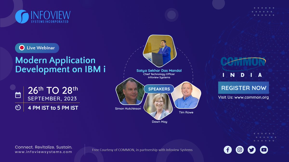 InfoviewSys's tweet photo. We started off with an exciting announcement of the partnership between Infoview Systems and COMMON India, featuring Satya Sekhar Das Mandal and COMMON North America President, Dawn May.
Click the link below to register for FREE! 
https://t.co/tuKB9MtR87 https://t.co/fmZAwZDKBy
