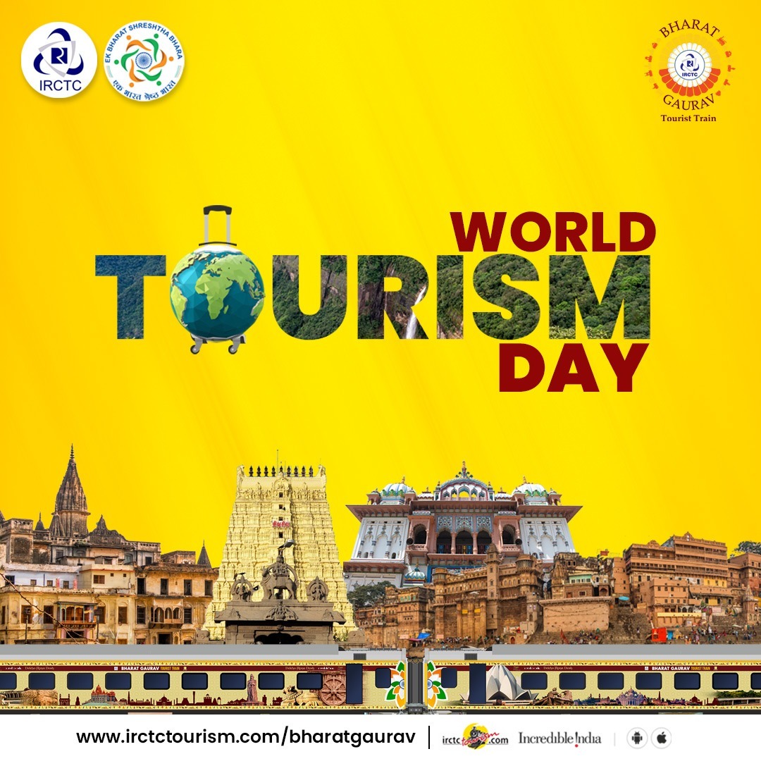 The IRCTC Bharat Gaurav Tourist Train team sends warm regards to all travellers on the occasion of #WorldTourismDay

Visit irctctourism.com/bharatgaurav to plan trips that unveil India's glory throughout ages and across cultures.