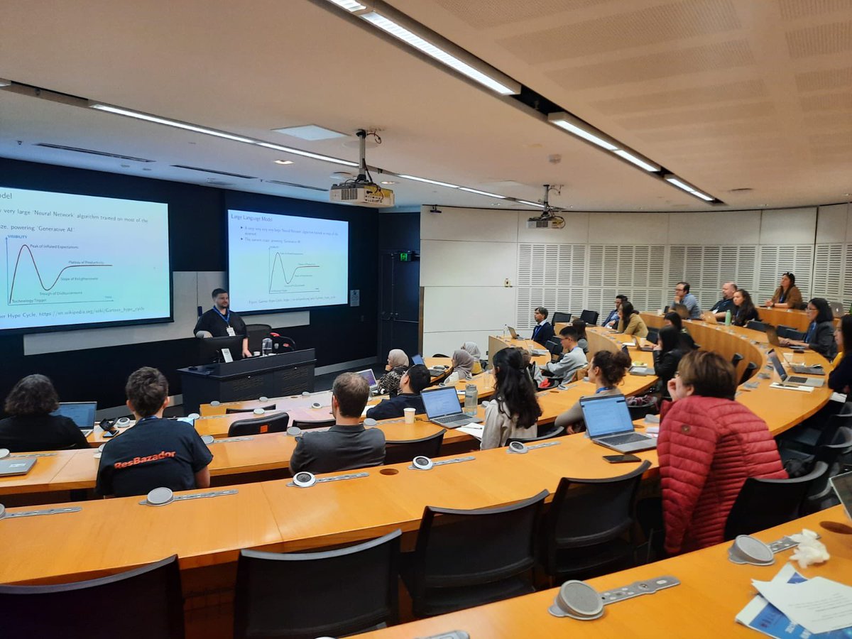 ResBazSyd's tweet photo. Fascinating talk from Dr. Brian Ballsun-Stanton from @Macquarie_Uni uncovering the truths of Large Language Models #ResBazSydney2023 https://t.co/oTDNKSAPPP