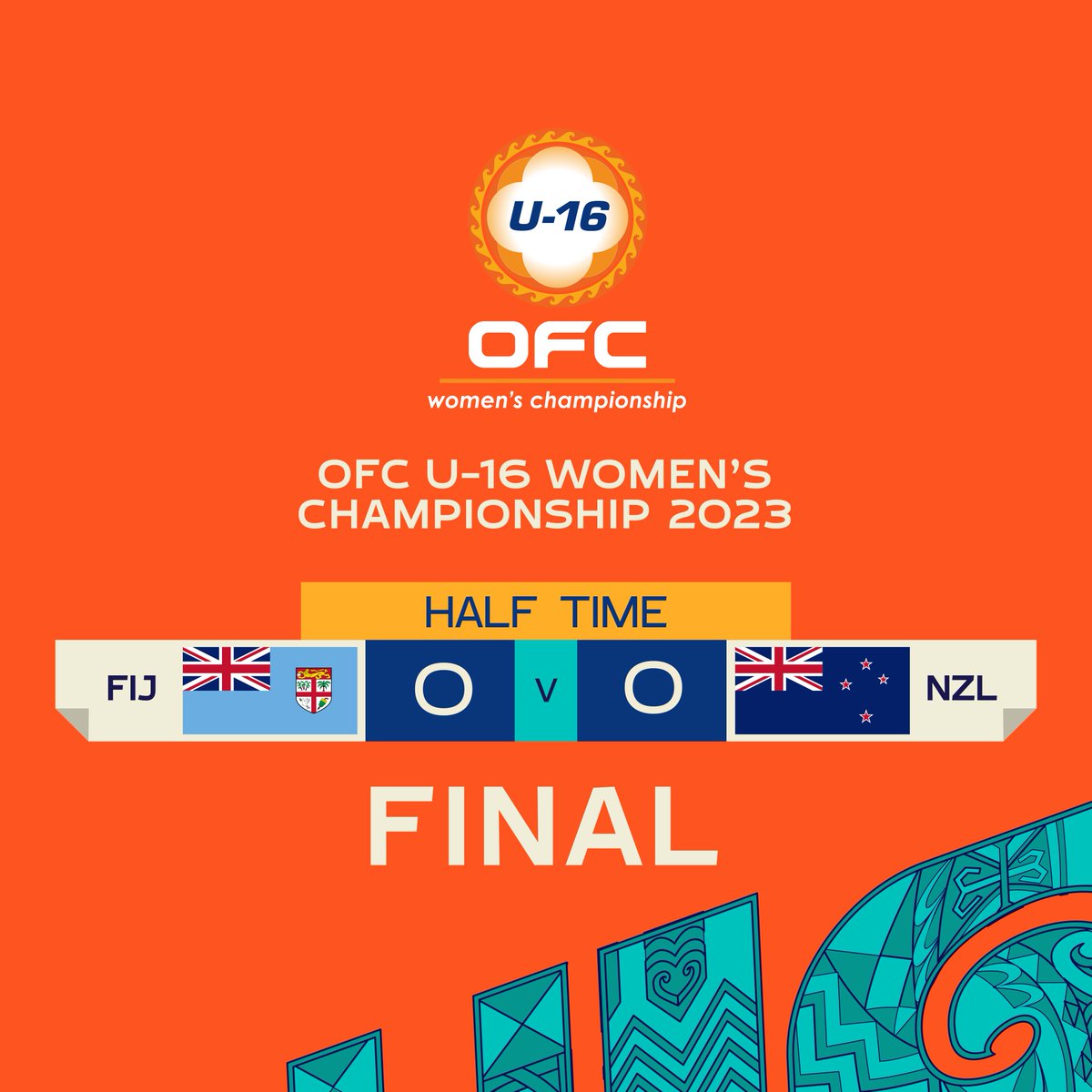 OFCfootball's tweet photo. HALF-TIME | It's level after 45 minutes in a pulsating final
🇫🇯🇳🇿⚽
Watch the rest of the action LIVE on OFC TV
https://t.co/OnfR1ygLm3
#OW1623 #WEfootball https://t.co/VxkWaHxUXP