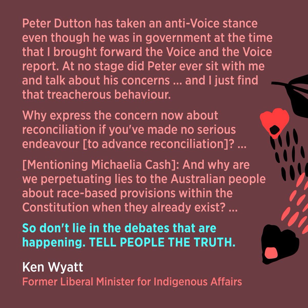 Former Liberal Govt Minister for Indigenous Affairs Ken Wyatt calls-out the rank deceitfulness of Opposition Leader Peter Dutton on the Voice. #auspol #VoiceToParliament #VoteYes #VoteYES23Australia #Yes23
