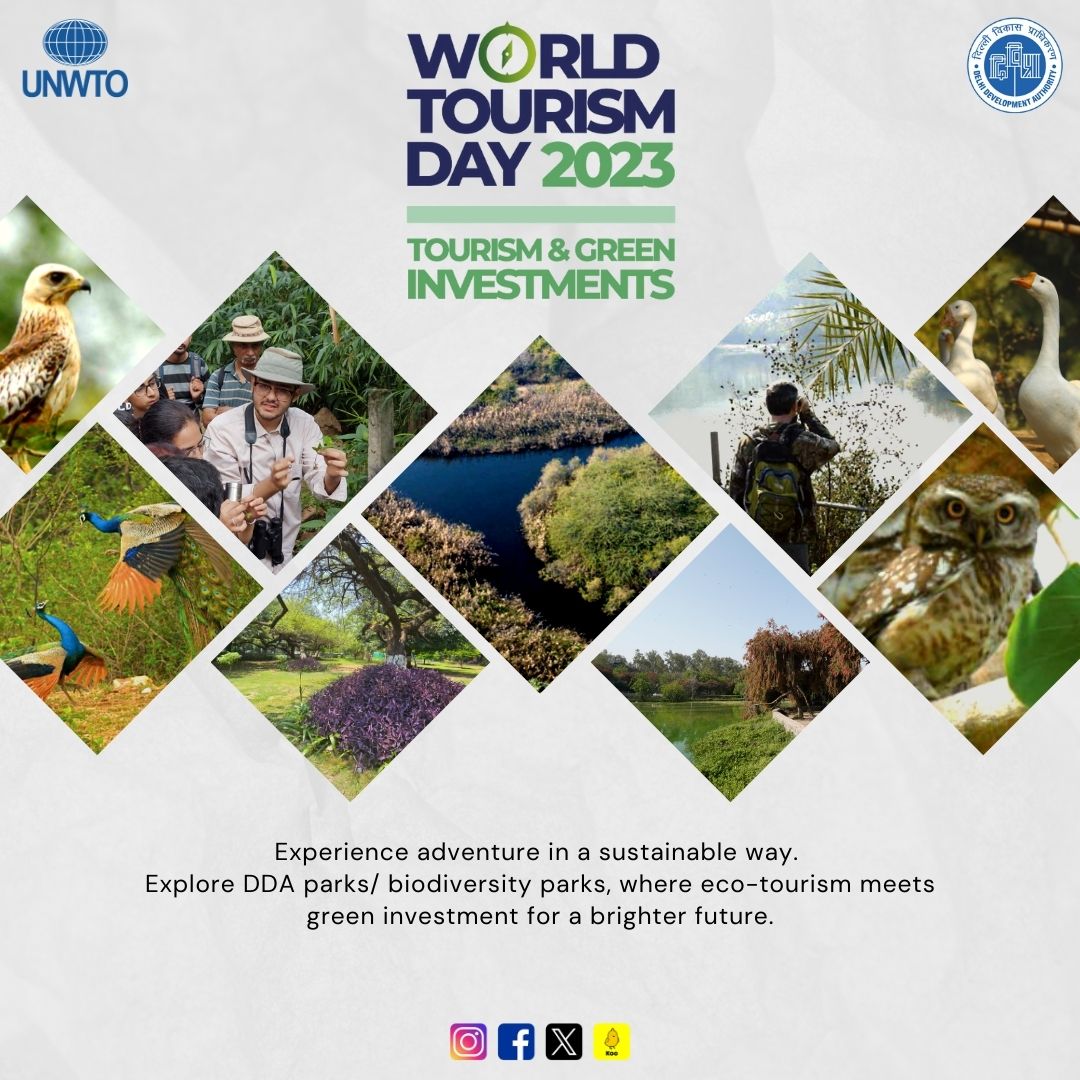 official_dda's tweet photo. This World Tourism Day, immerse yourself in the wonders of #DDA Parks/Biodiversity Parks! Explore the rich tapestry of flora and fauna that thrives in these green oases. Let's explore responsibly!

#DDAGreens #WorldTourismDay #WorldTourismDay2023 #WorldTourismDay23 https://t.co/LaRRI3AySN