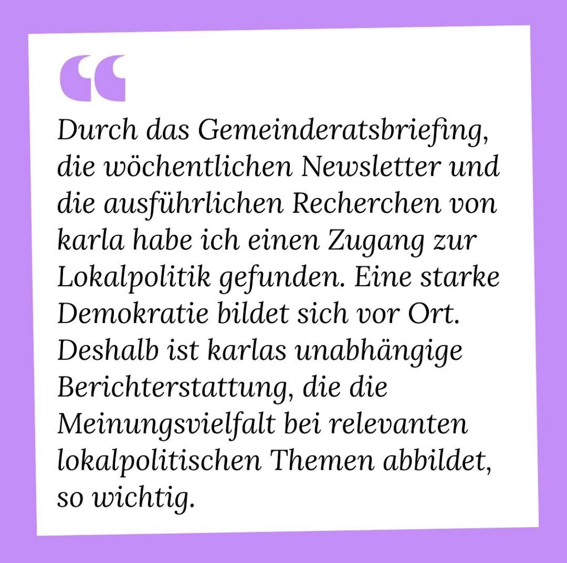 Wir haben in den letzten 11 Monaten sicher nicht alles richtig gemacht. Aber offenbar haben wir auch nicht alles komplett falsch gemacht, wenn Leser:innen so etwas über unsere Arbeit sagen. 🤩💚🧑‍🎤 #überbrücken #karlawirkt Jetzt spenden: 👉 karla-magazin.de/ueberbruecken