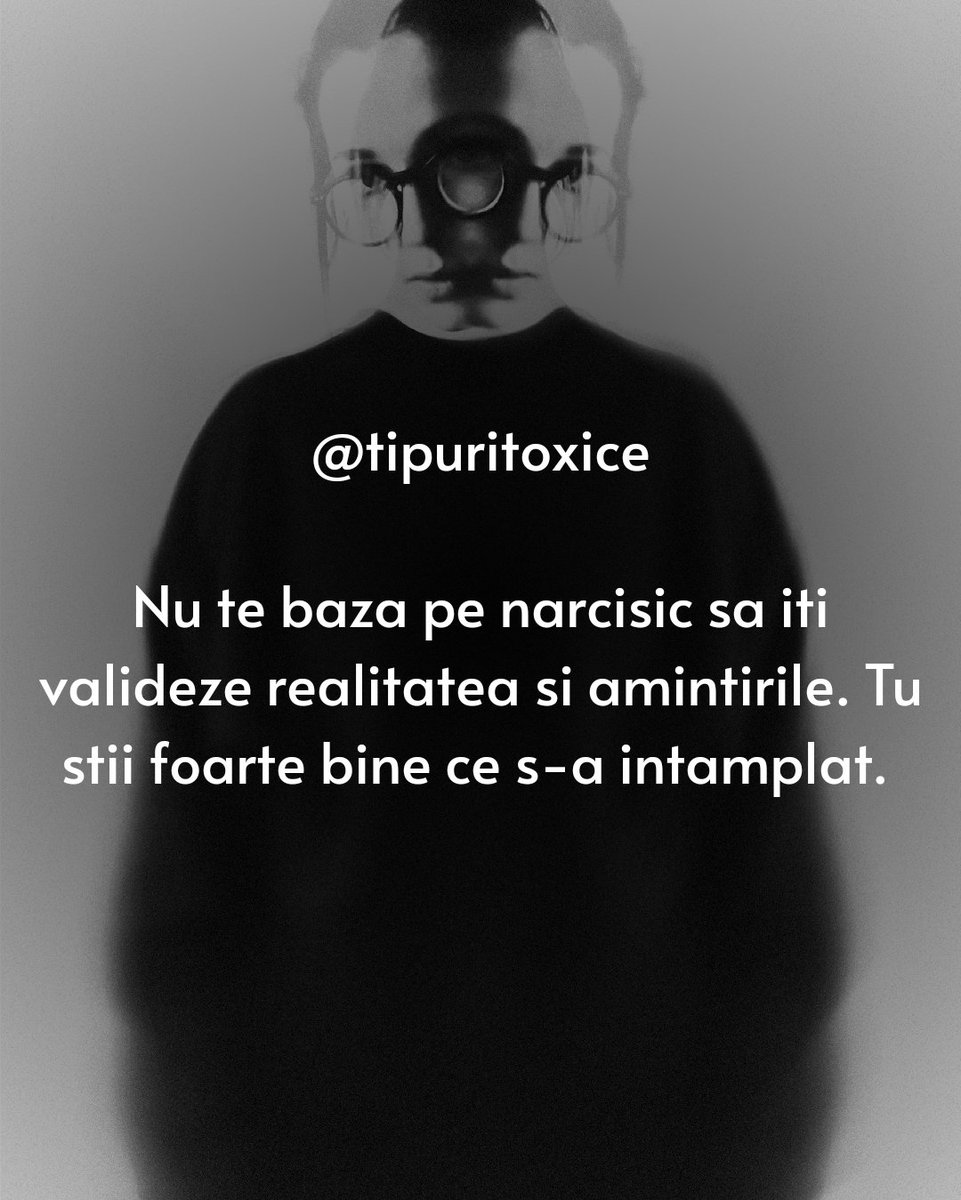 TipuriToxice's tweet image. Nu ai nevoie de aprobarea cuiva ca sa stii ce s-a intamplat.

#narcisism #psihopatie #tulburaridepersonalitate #psihologie #psihologieclinica #psihopatologie #manipulare #relatietoxica #abuznarcisic #persoanetoxice #psihoeducatie #psihiatrie #personalitate #dezvoltarepersonala
