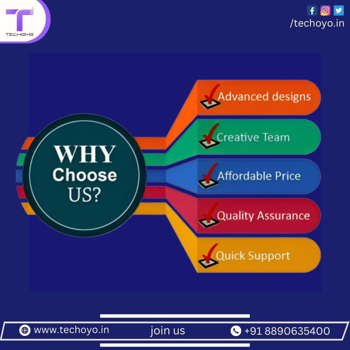 TechoyoIn's tweet image. Why Choose Us? 🌟 We&apos;re not just a service, we&apos;re your solution! Explore our range of excellence below. 💼✨ #ChooseWisely #ourservices

📞 Contact us at +91 8890 635 400
📧 Email: techoyo.in@gmail.com
🌐 Website: techoyo.in

#TECHOYO #instagram #seo #crm #experts