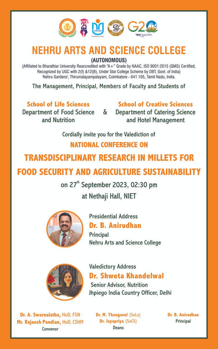 Happy to be in Coimbatore to deliver a talk around #publichealthnutrition #SDGs #Rashtriyaposhanmaah #millets @PoshanAbhiyaan @MinistryWCD @MoHFW_INDIA @ZoyaAliRizvi @JhpiegoIndia @Jhpiego @TIFRScience @INDIACCDC @womenlifthealth @neelmani1305 @doctorsoumya