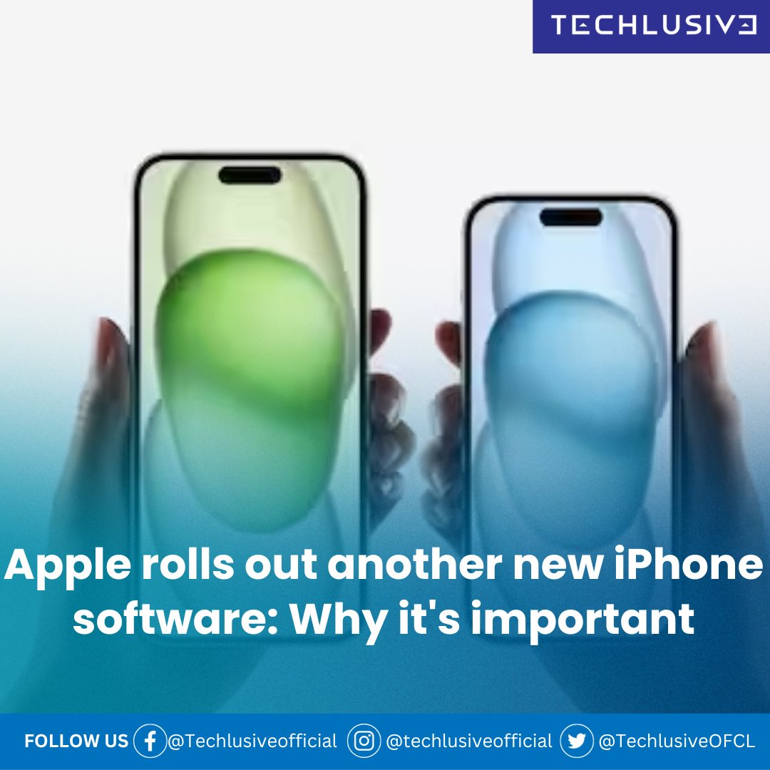 TechlusiveOFCL's tweet photo. The latest software update for iOS 17 compatible iPhone models does not fix any security issues, but it is still important for eligible iPhone users.
Click here read more: https://t.co/v5IEY7RP5v
#ios #iphonemodel #iphoneusers #techlusive #techupdates https://t.co/jwzuyOCoGH
