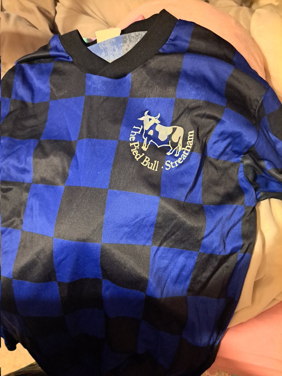 Adma_R's tweet photo. @WingingItCPFC After listening to the last pod and hearing about the Pied Bull, it reminded me my uncle gave me these about 10 years ago! Bet these shirts saw some things! Keep up the good work! https://t.co/zCHx6VmZHI