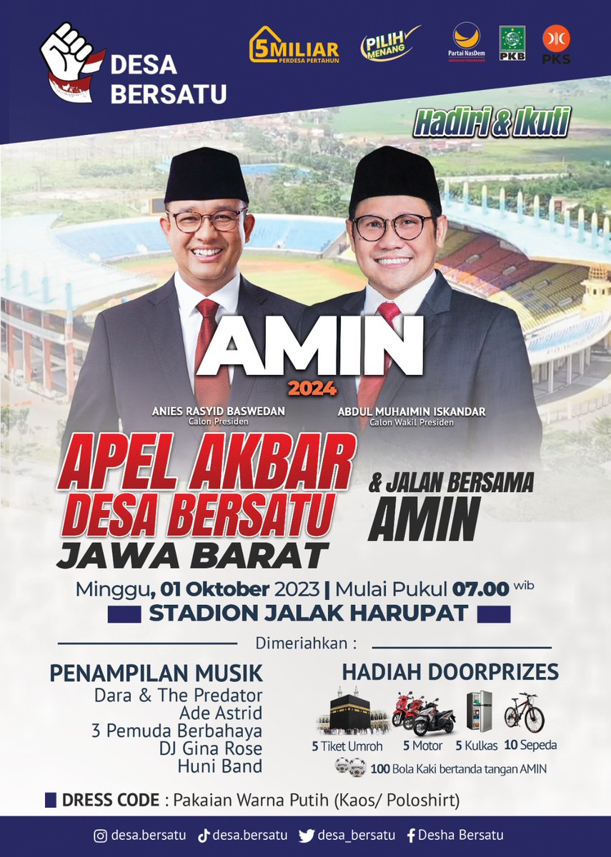 arifbalikpapan1's tweet photo. Warga Jawa Barat ๐ฅฐ
Yuukkk Ramaikan Apel Akbar Desa Bersatu sekaligus Jalan Bersama AMIN, Anies-Muhaimin.
Catat โ๏ธ : Minggu, 1 Oktober 2023 di Stadion Jalak Harupat
#AniesMuhaimin2024
#AniesPresiden2024 https://t.co/Nbh6xXJq75