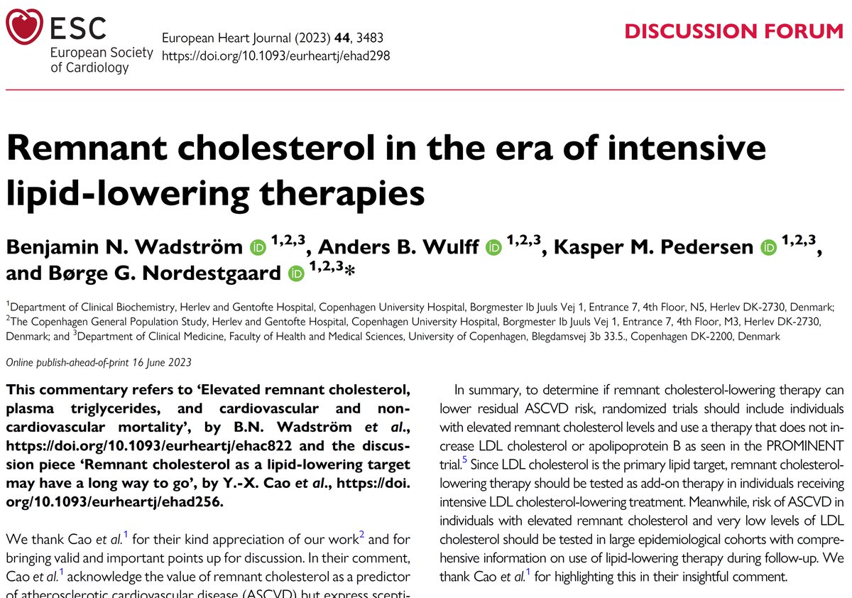 Does the PROMINENT trial rule out the importance of elevated remnant cholesterol in people on high-intensity statin therapy: DEFINITELY NOT! academic.oup.com/eurheartj/arti…