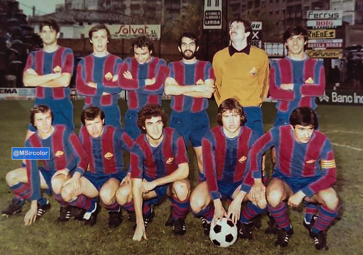 MSircolor's tweet photo. Foto del #BarcelonaAtlético contra el @Lleida_Esportiu #UELLeida 4 #BarcelonaAT 2 (20-11-1977) con #Majó, el Portuense #Zunzunegui #Ferreira #Fuster #Llagostera #PérezContreras ;; #Casas #Vilá #Herbera #Calderé y #Moret el entrenador era #LaureanoRuiz https://t.co/zda1UsHqQo