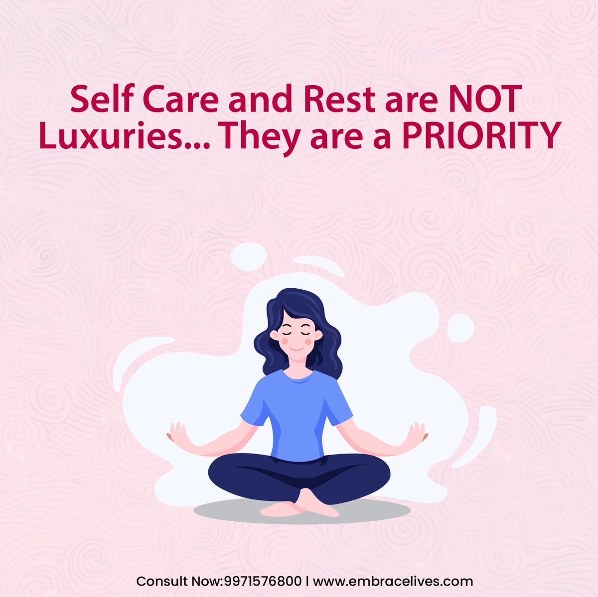 Self care is a priority! Make sure to take care of yourself ...!

Follow eMbrace Making Mental Healthcare Accessible  for more mental hralth content

#embracelives #selfcare #mentalhealth #selfimprovement #mentalhealthmatters #mentalhealthsupport