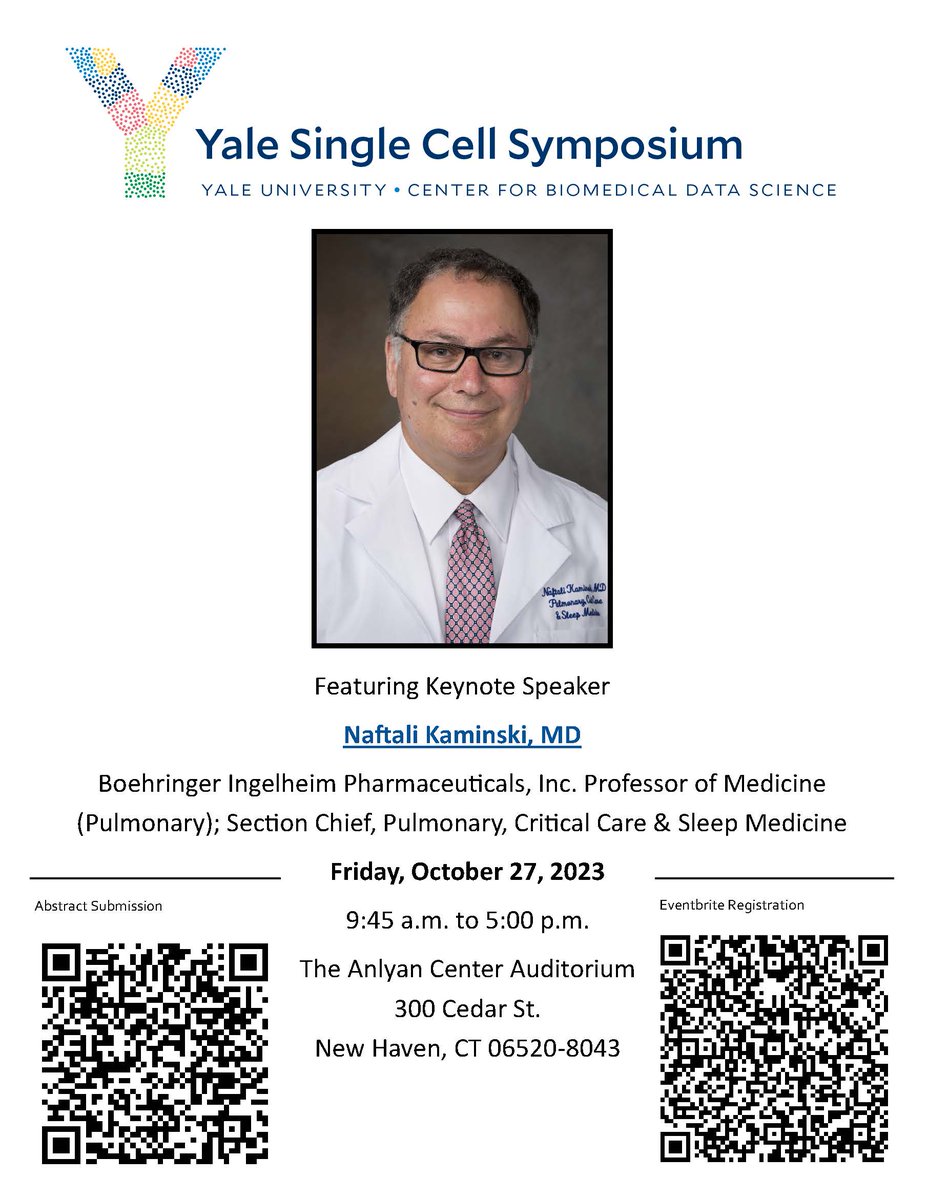 Yale Center for Biomedical Data Science (CBDS) (@yaledata) on Twitter photo The Third Annual Single Cell Symposium will take place on Oct. 27, 2023. We welcome industry sponsors to join the event. Sponsorship allows networking with those who share common interests in single cell research & applications. If interested, please contact cbds@yale.edu The Third Annual Single Cell Symposium will take place on Oct. 27, 2023. We welcome industry sponsors to join the event. Sponsorship allows networking with those who share common interests in single cell research & applications. If interested, please contact cbds@yale.edu