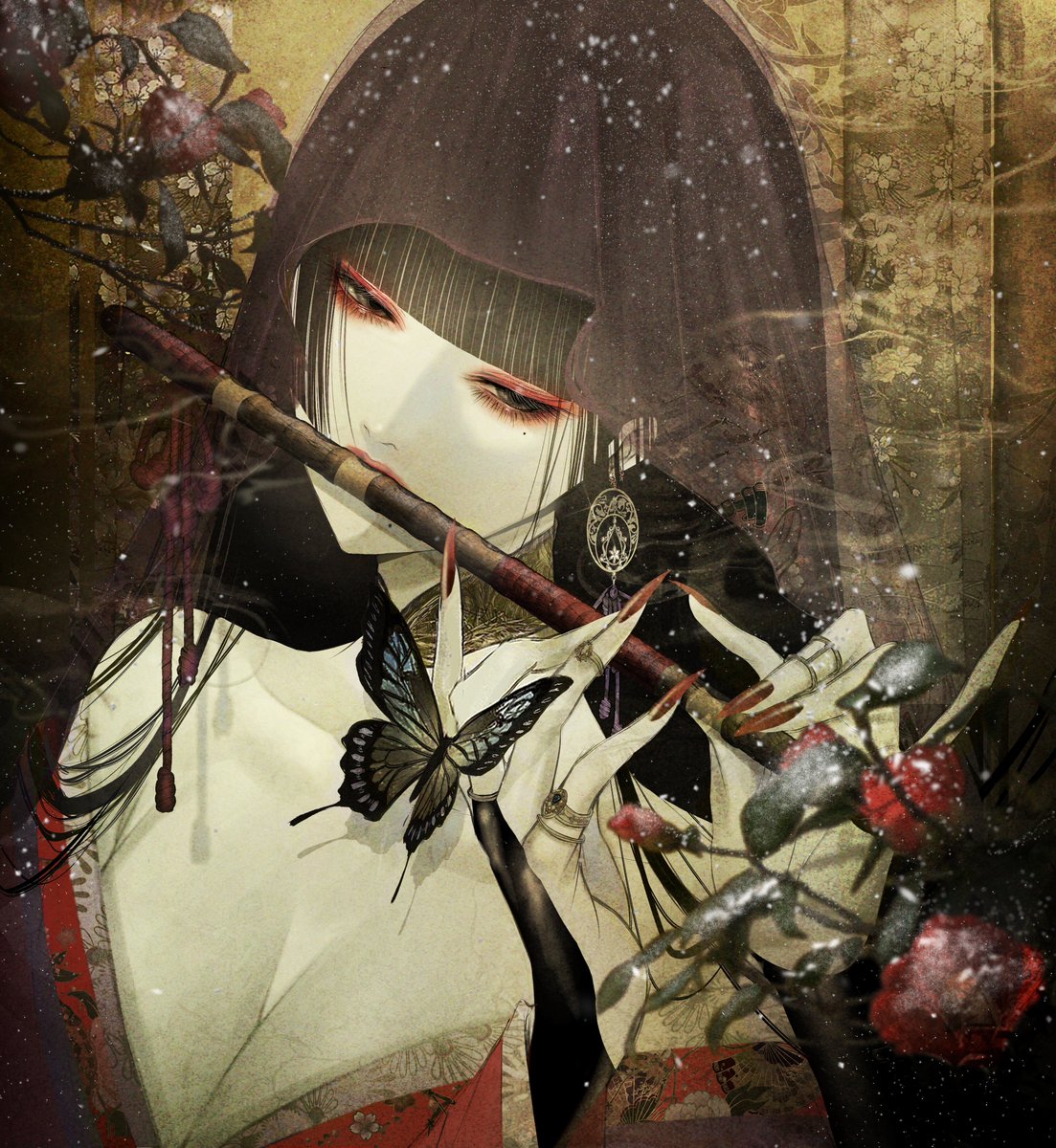 「STRAP」　皐月恵 先生　版画 皐月恵の耽美なる世界－ フォローと「好きな色」をコメント。 皐月 恵