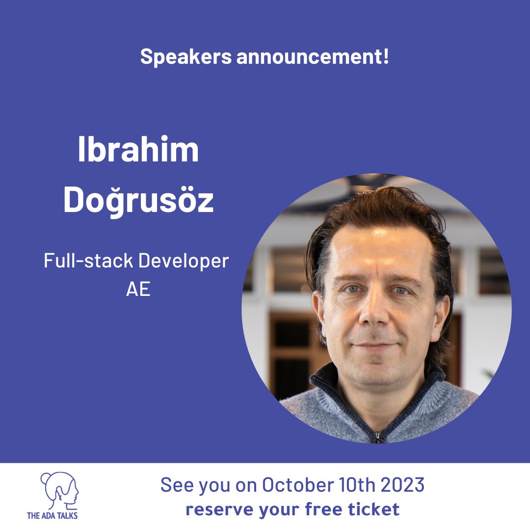 Don't miss our next edition of The Ada Talks in person at the offices of AE! Proud to present to you Ibrahim Doğrusöz. Interested to know his story -> reserve your free spot! lnkd.in/exP2FNuC Nele Van Beveren Valerie Taerwe Dewi Van De Vyver