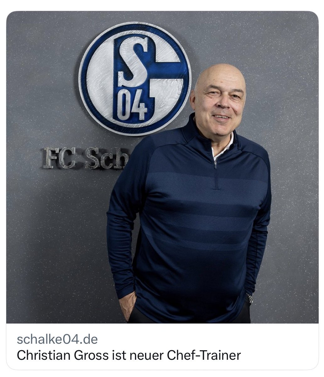 TaxitellerFonzy's tweet photo. Christian Gross ist ab sofort Chef-Trainer der Lizenzspielermannschaft des FC Schalke 04.

Herzlich willkommen auf Schalke 👋🏼

#S04 | 🔵⚪️ | #Gross https://t.co/V7qRBHTw9u