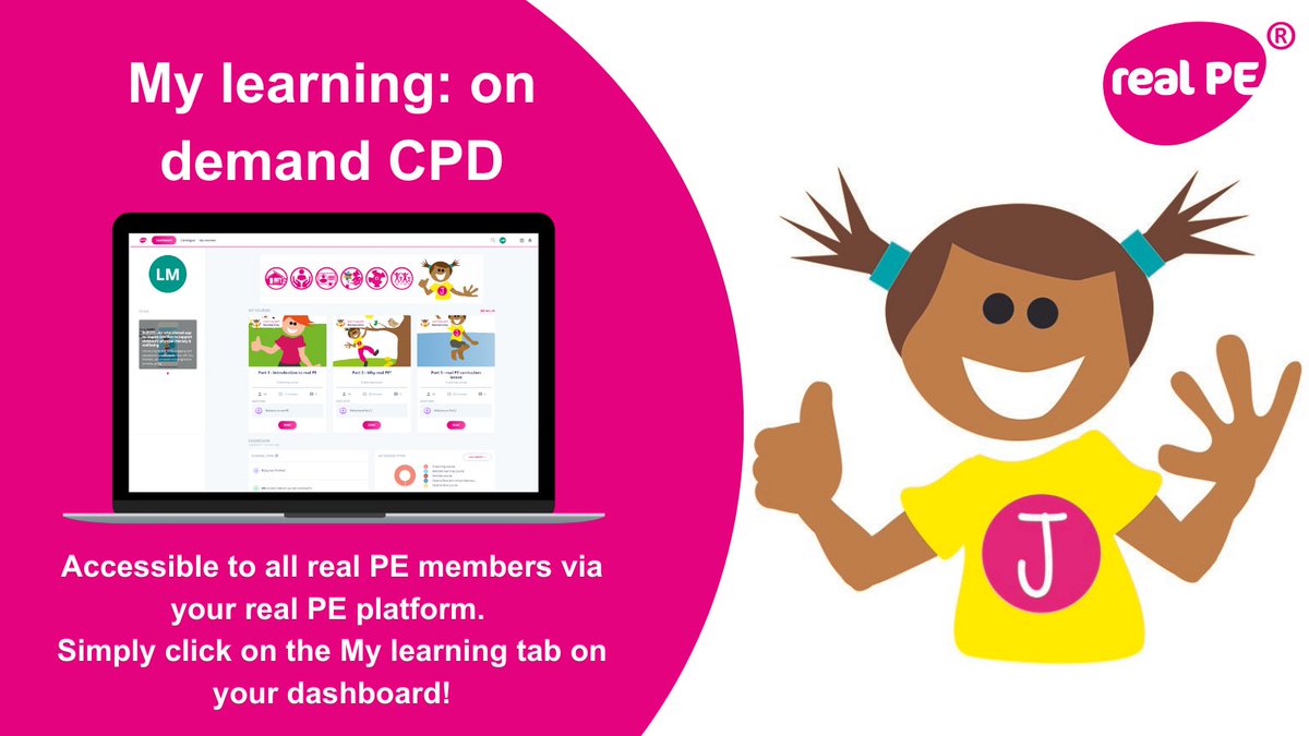 real_PE_'s tweet photo. #Mylearning:
> Builds confidence, knowledge & skills of EVERY teacher
> Supports teachers to learn about & understand the #realPE approach through interactive bite sized learning
> Provides on demand CPD for new teachers
It’s included in #realPE membership too! https://t.co/tJV6tNzCTl