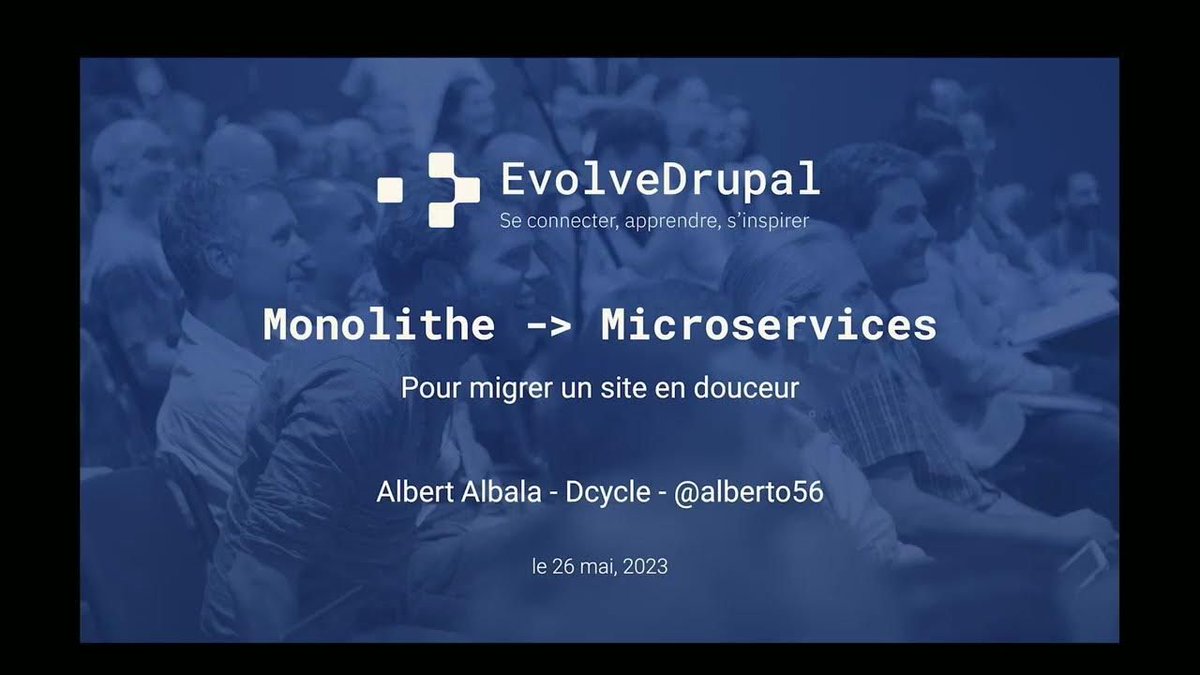 reisquarteu's tweet image. #EvolveDrupal #Montreal - Du Monolithe aux #microservices : youtu.be/I2dIUvfmDNQ #Drupal #tutorial