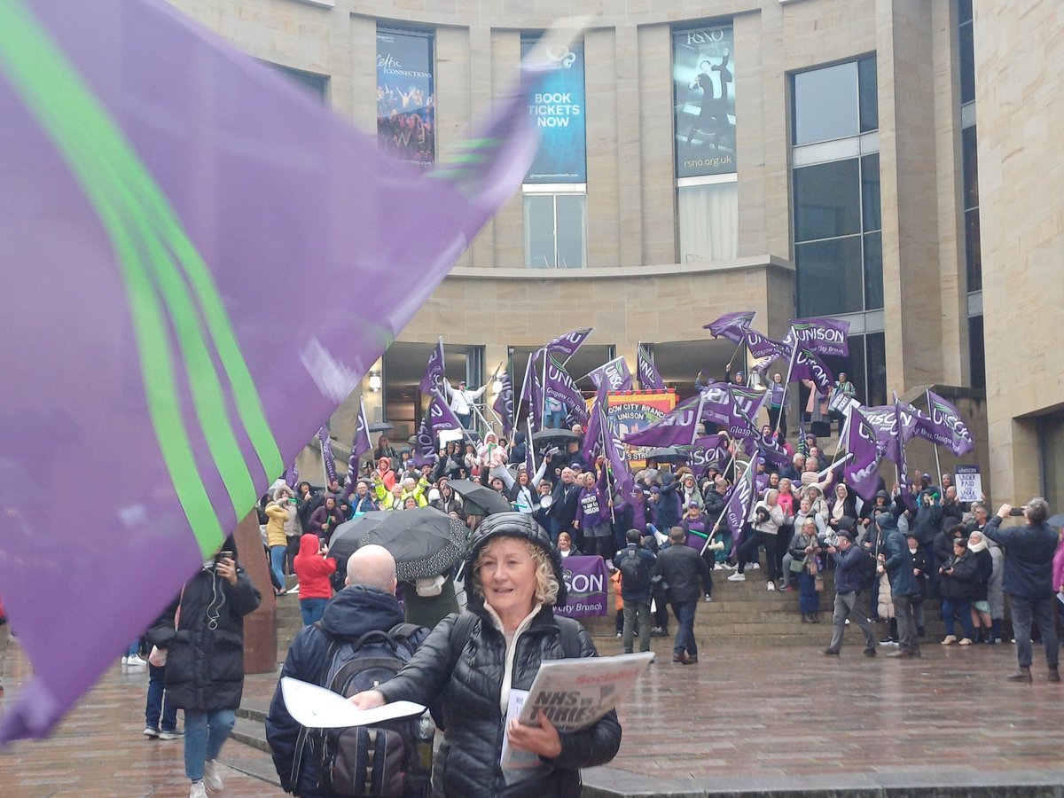 A rather damp <a href="/tinoclark651/">Martin Hugh Clark</a> and I yesterday at the Unison rally on Buchanan steps. More strike action in FE coming up next week.