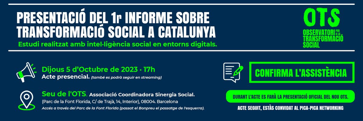 OTS_org's tweet photo. No oblideu confirmar la vostra assistència a l'acte de l'OTS!

📆 5 d’octubre
⌚ 17:00
📍 Seu de l'OTS

REGISTRA'T AQUÍ 👇

https://t.co/mjlq3Ipm2X https://t.co/QTQSAj87Nu