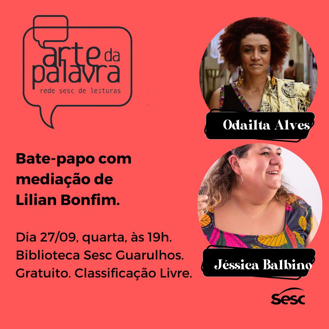 Jéssica Balbino (@jessicabalbino) on Twitter photo ARTE DA PALAVRA 🗣️📢
Salve salve Guarulhos (SP) tô chegando e hoje a noite estou com minha querida @odailtaalves no <a href="/sescguarulhos/">Sesc Guarulhos</a> pelo Arte da Palavra! A mediação é da @lilianbonfimfurlan ARTE DA PALAVRA 🗣️📢
Salve salve Guarulhos (SP) tô chegando e hoje a noite estou com minha querida @odailtaalves no <a href="/sescguarulhos/">Sesc Guarulhos</a> pelo Arte da Palavra! A mediação é da @lilianbonfimfurlan