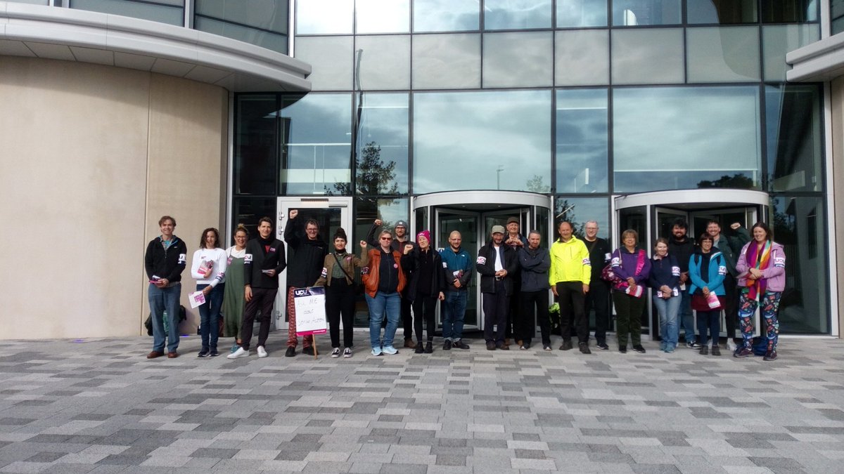 Our members holding the line at the Wave today. We had hoped to be back at work today but management refuse to negotiate with us to #SettleTheDispute #ucuRISING