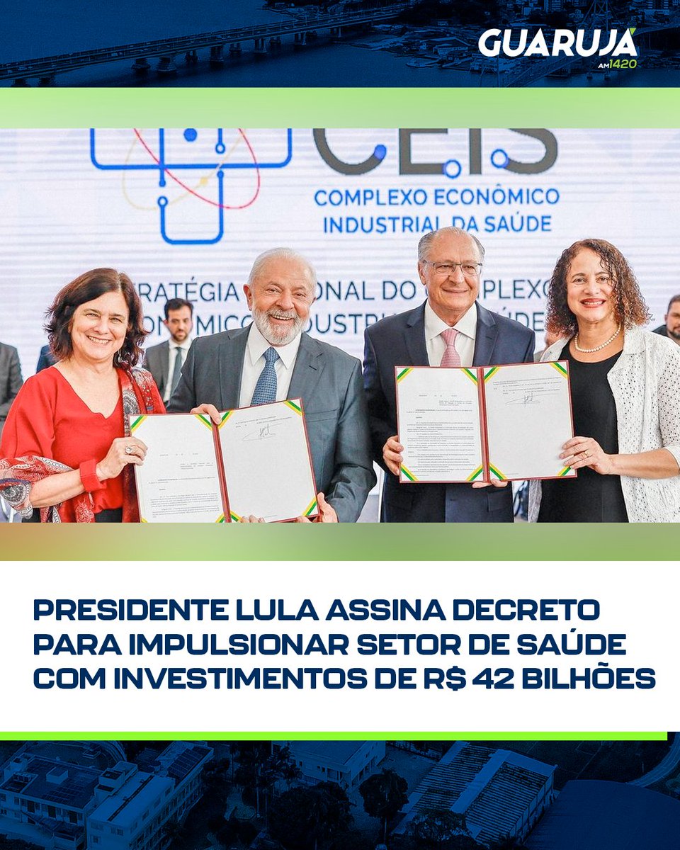 O presidente Luiz Inácio Lula da Silva assinou um decreto que estabelece a Estratégia Nacional para o Desenvolvimento do Complexo Econômico-Industrial da Saúde.

Essa iniciativa prevê um investimento de R$ 42 bilhões, entre fundos públicos e privados, até 2026.