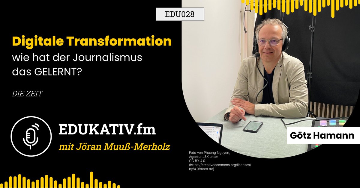 🎧 Hörtipp!  Wie hat der Journalismus das mit der digitalen Transformation gelernt? In unserem neuen Podcast spricht <a href="/joeranDE/">Jöran Muuß-Merholz</a> mit <a href="/goetzhamann/">goetzhamann</a> über den erfolgreichen Wandel bei DIE ZEIT.  edukativ.fm/edu028-digital…