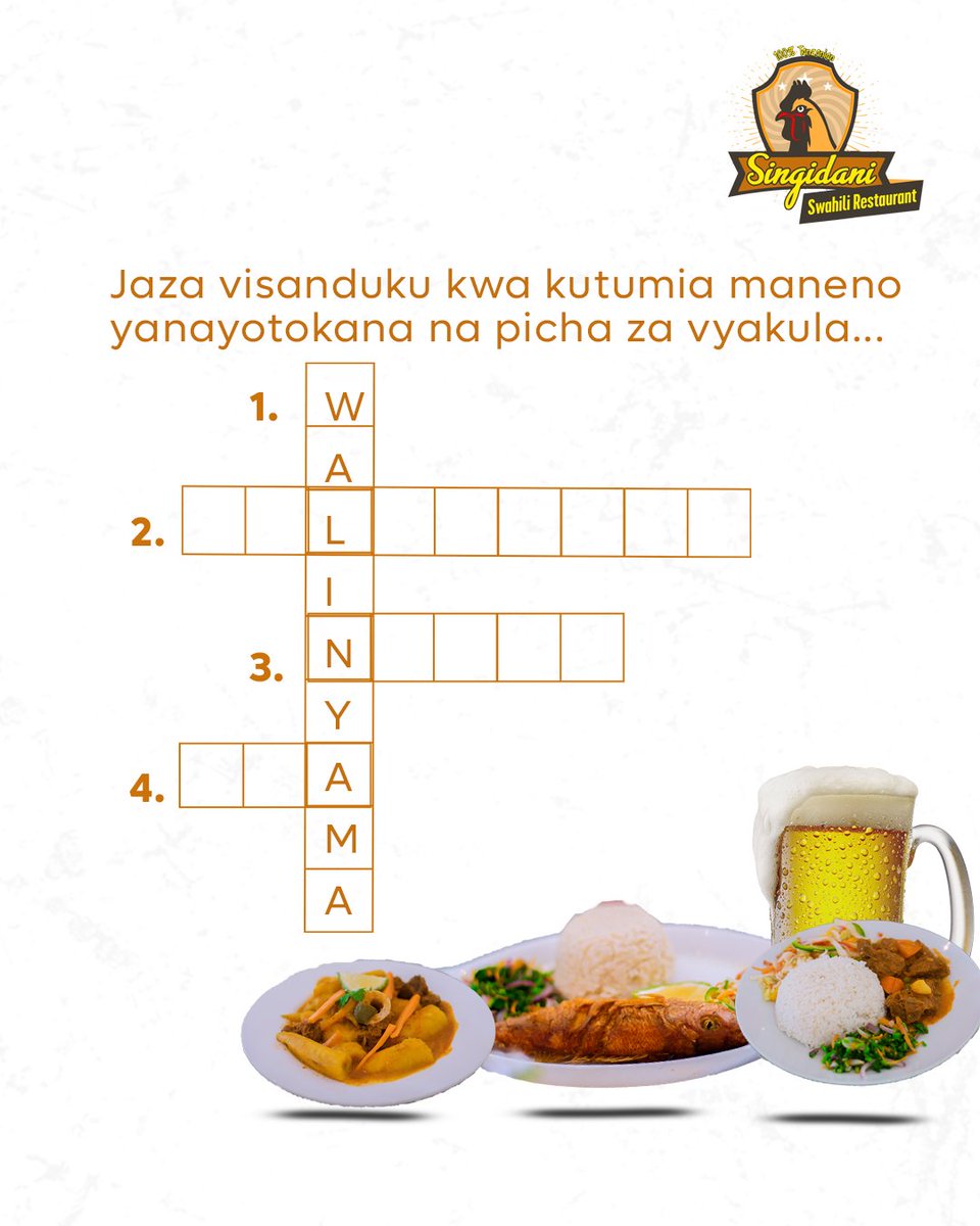 RegencyHAfrica's tweet image. Haya, tuchangamshe akili kidogo.
Tuandikie majibu yako

#Regencygroup #puzzle #regencyhospitalityafrica #kwauborawahaliyajuu #Singidaniswahilirestaurant #karibu
