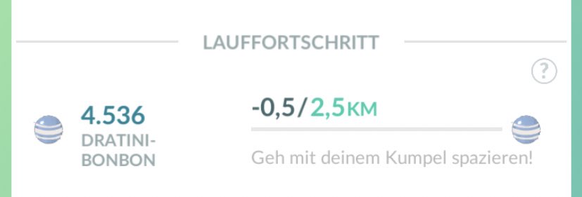 PokemonGelb's tweet photo. my buddy ALWAYS starts with negative .5 kilometers, anyone knows why? #PokemonGO @NianticHelp https://t.co/PVJX3ykSUI