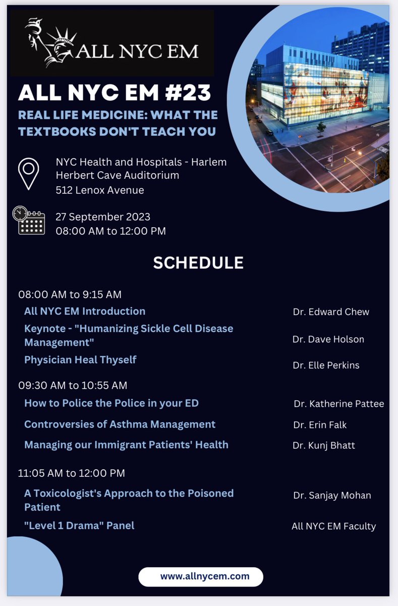 Harlem Hospital for #ALLNYCEM!

SO MANY RESIDENCY PROGRAMS

Can’t find huge auditorium? Follow the North Face, Patagonia and Arcteryx jackets like I did…