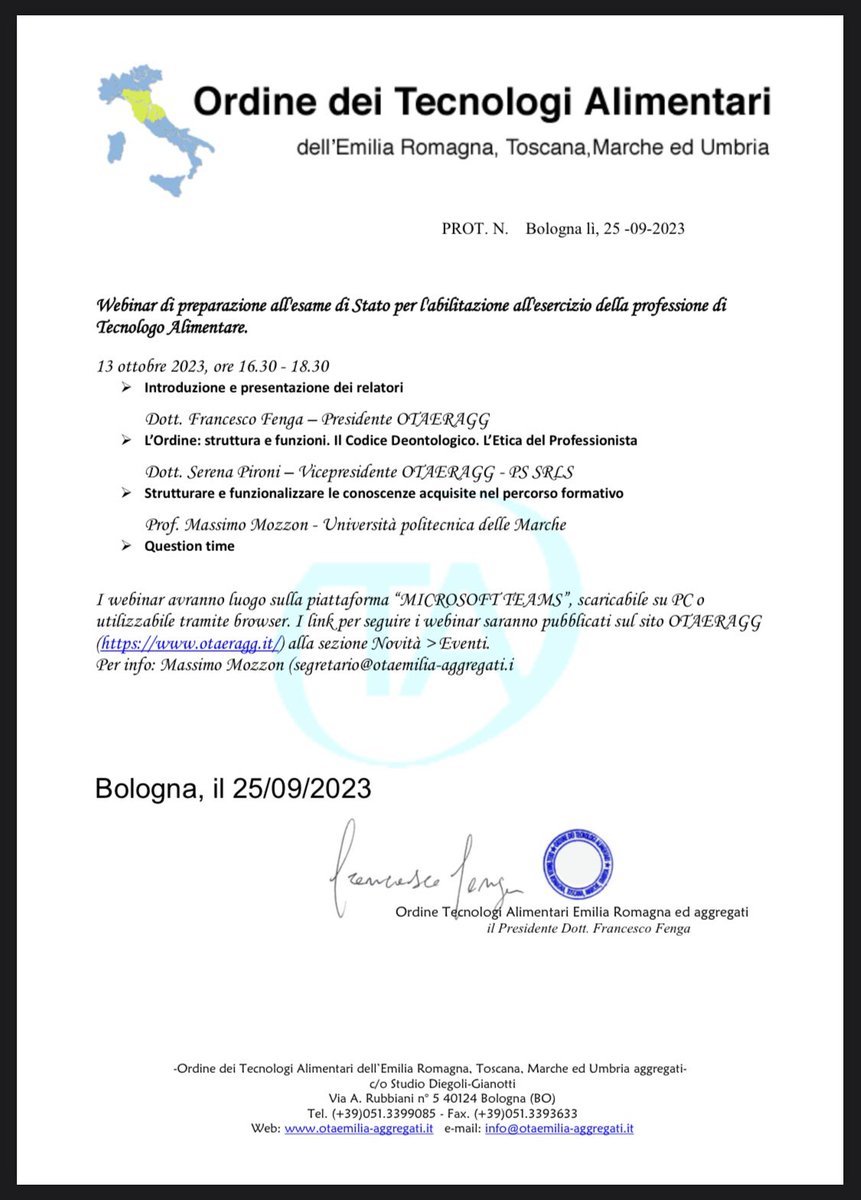 AgroBiotecUnipi's tweet photo. Webinar di preparazione all'esame di Stato per l'abilitazione all'esercizio della professione di Tecnologo Alimentare.
13 ottobre 2023, ore 16.30 - 18.30
https://t.co/vzNws6OV0a https://t.co/9pKr8QUdH0