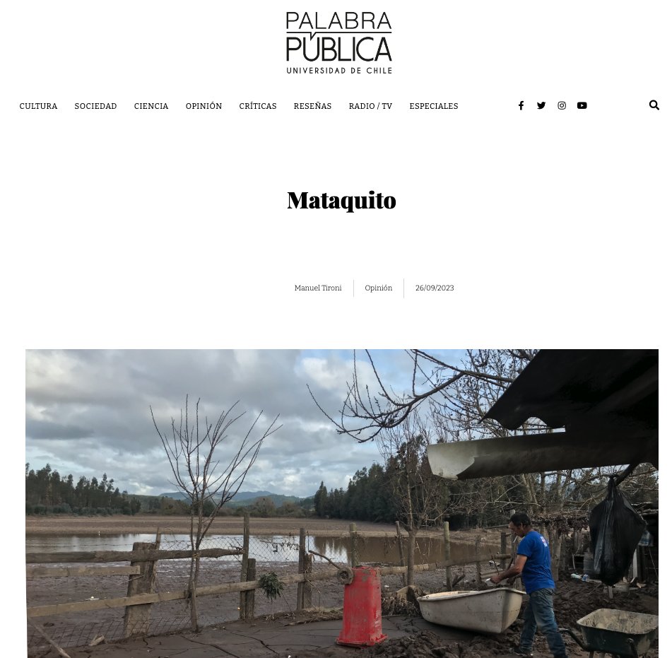 ManuelTironi's tweet photo. Escribí un texto para @PalabraPublica_. No sé si es sobre los 50 años, sobre mi o sobre desastres —políticos, hidrológicos, afectivos. O si sobre todo lo anterior. En fin. Ahí lo dejo.
https://t.co/0RH2VcQGdq https://t.co/WTpWGKjs81