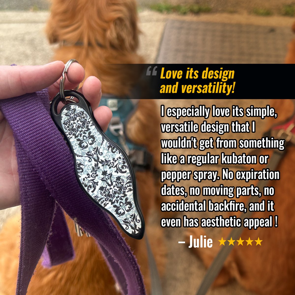 MUNIOdefense's tweet photo. ⭐️⭐️⭐️⭐️⭐️ "Love its design and versatility."

MUNIO Self-Defense Kubotan Keychains uniquely combine personal safety with style, transforming an attractive keychain into a practical and versatile self-protection asset.

What's your favorite MUNIO design?

#selfdefense #kubaton https://t.co/hYpxEcwg0g