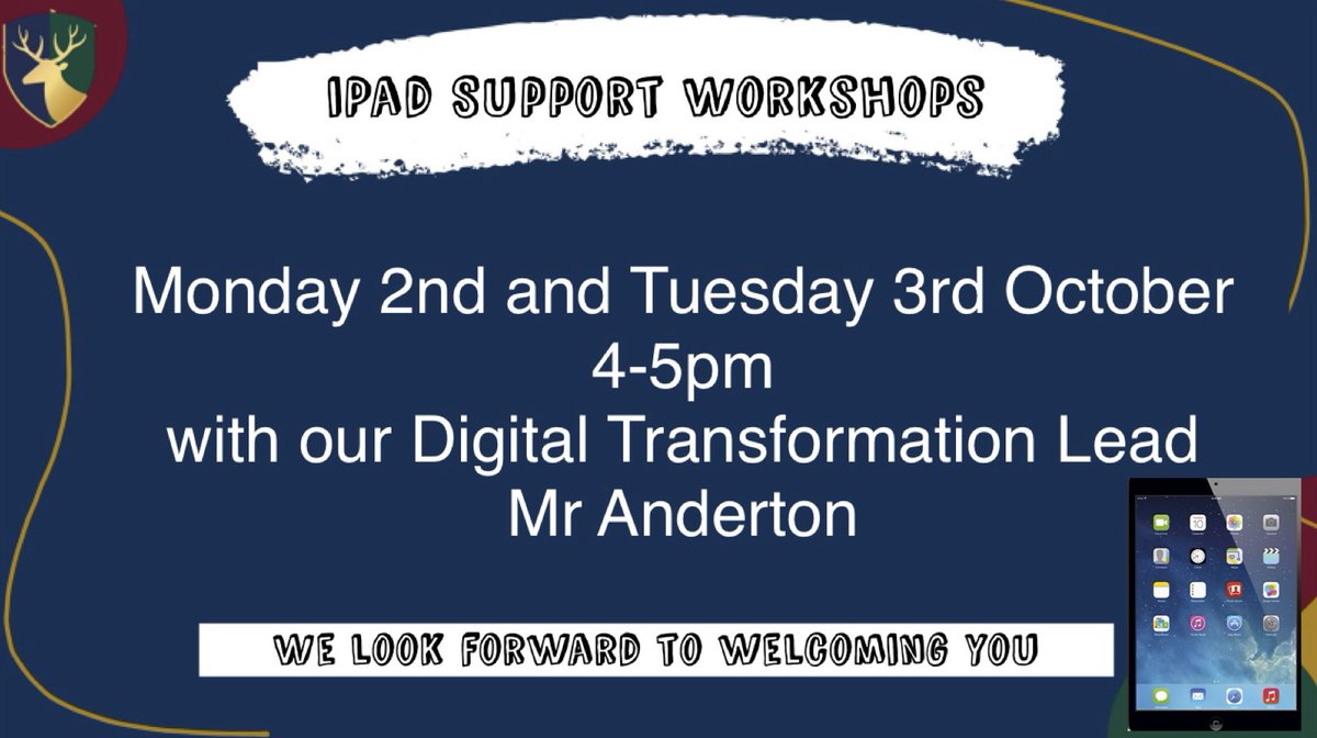 TRSSchool's tweet photo. We are holding two parent/carer evenings next week for the launch of our iPad rollout to all students.Our Digital Transformation Lead @MrRJAnderton will be talking about the Learning Futures initiative @the_atlp and how you can support at home #learningfutures https://t.co/4ui1aqIqtl