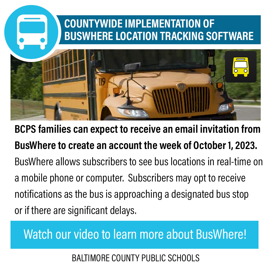 🚦 #TeamBCPS families can expect to receive an email invitation from BusWhere to create an account the week of October 1, 2023. BusWhere allows subscribers to see bus locations in real-time on a mobile phone or computer. Video ➡ youtube.com/watch?v=eGotAE…