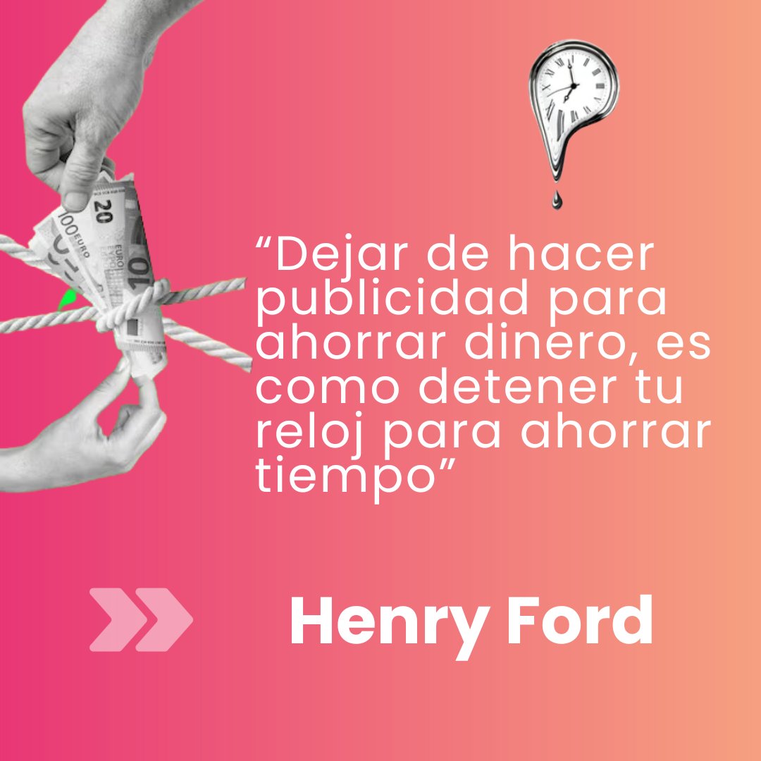 NCA_Smart's tweet photo. "Dejar de hacer publicidad para ahorrar dinero es como detener tu reloj para ahorrar tiempo" Henry Ford. ⏳ 
 En lugar de ahorrar, te quedarás atrás en el tiempo y perderás oportunidades clave para llegar a tu audiencia y hacer crecer tu negocio. ¡Déjanos ser tu aliado! 🎯 https://t.co/OOUShXg4NG
