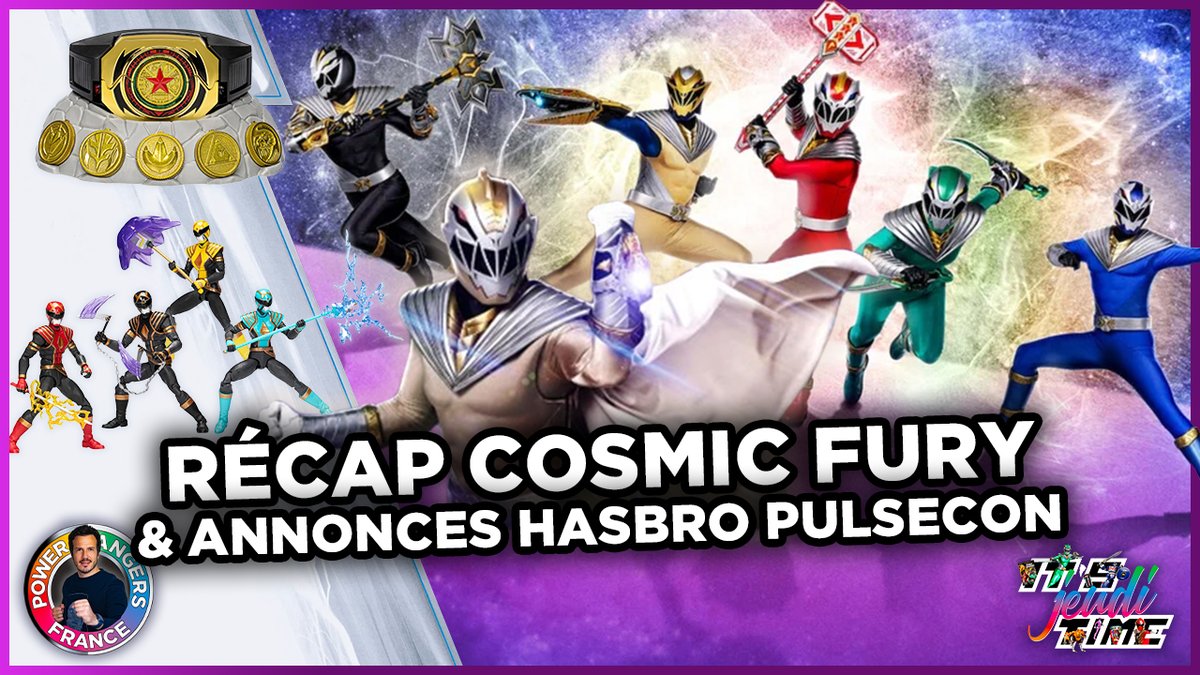 PowerRangersFR's tweet image. [IT&apos;S JEUDI TIME]

🪐 Récap de tout ce que nous savons sur #PowerRangersCosmicFury avant son lancement sur @NetflixFR demain
🤖 Et des annonces de l&apos;#HasbroPulsecon2023 

Rdv ce soir. 18h.
➡️ youtu.be/GurU6Y34ePY
➡️