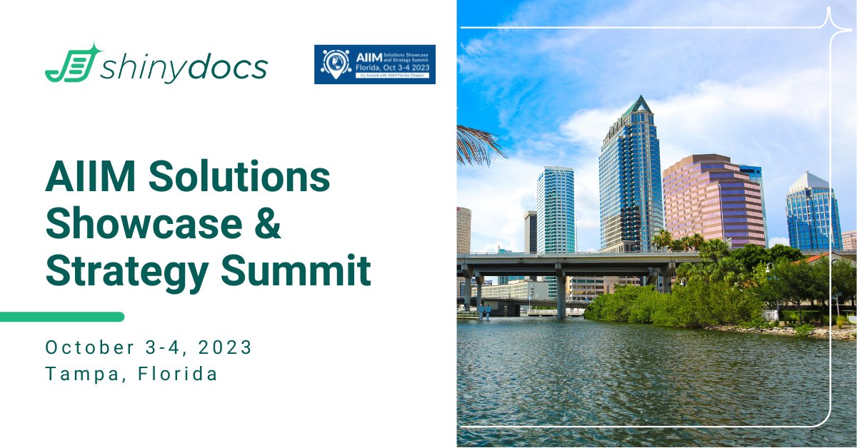 Shinydocs's tweet image. Discover the future of #informationmanagement at the AIIM Solutions Showcase &amp;amp; Strategy Summit, happening on October 3-4 in Florida! 🌴

Celebrate global technology at a local level by registering now ➡️ bit.ly/46lqvFw

#AIIM #FloridaChapter #StrategySummit