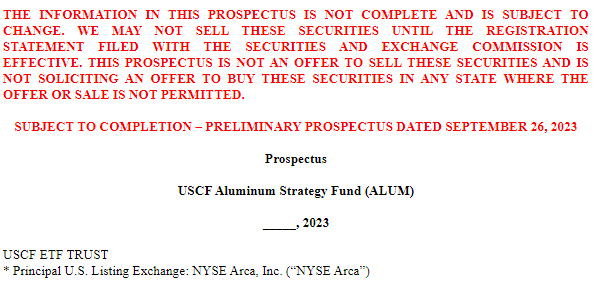 JSeyff's tweet photo. Updated filing on this. Looks like we will have another Aluminum ETF before the end of November. Estimated to launch around 11/26-11/27. https://t.co/m9Ju2TfgzX