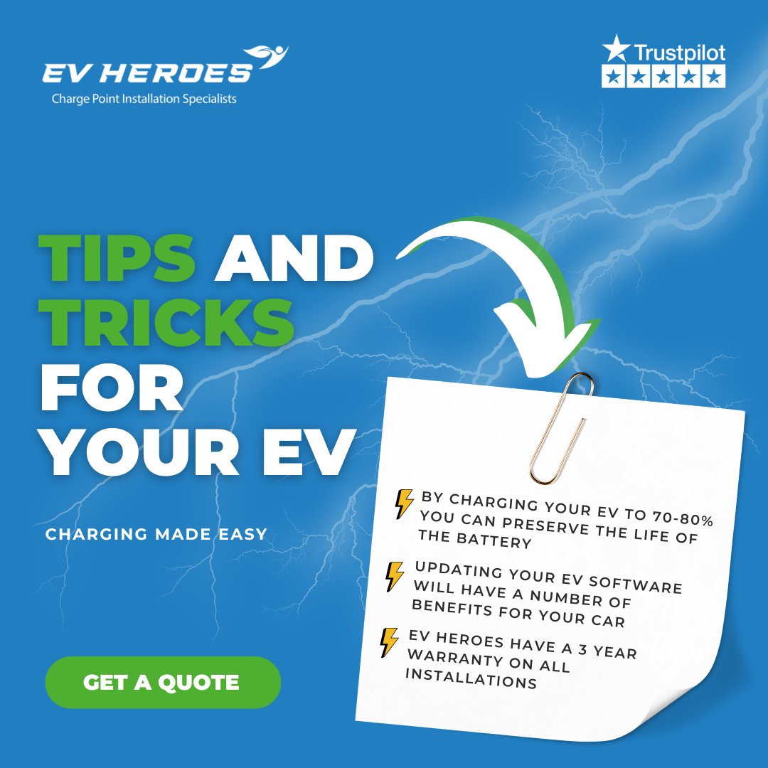 heroes_ev's tweet photo. Tips and Tricks for your EV 🚘🔌

If you would like to discuss your EV charger options, simply get in touch with the team today on 01257 826601 or click the link below 👇

https://t.co/59thpitRQS

#EVHeroes #EVTipsandTricks #EVChargePoints #ElectricVehicles https://t.co/XOeCGekBTz