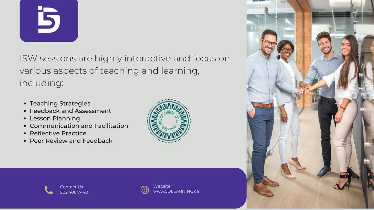 5D_learning's tweet photo. The primary goal of the ISW is to help educators improve their instructional practices and promote effective and learner-centered teaching methods. Don't miss out on October's session! Contact admin@5dlearning.ca to enroll. #ProfessionalDevelopment #ISWWorkshop https://t.co/JyDmUdlc2t