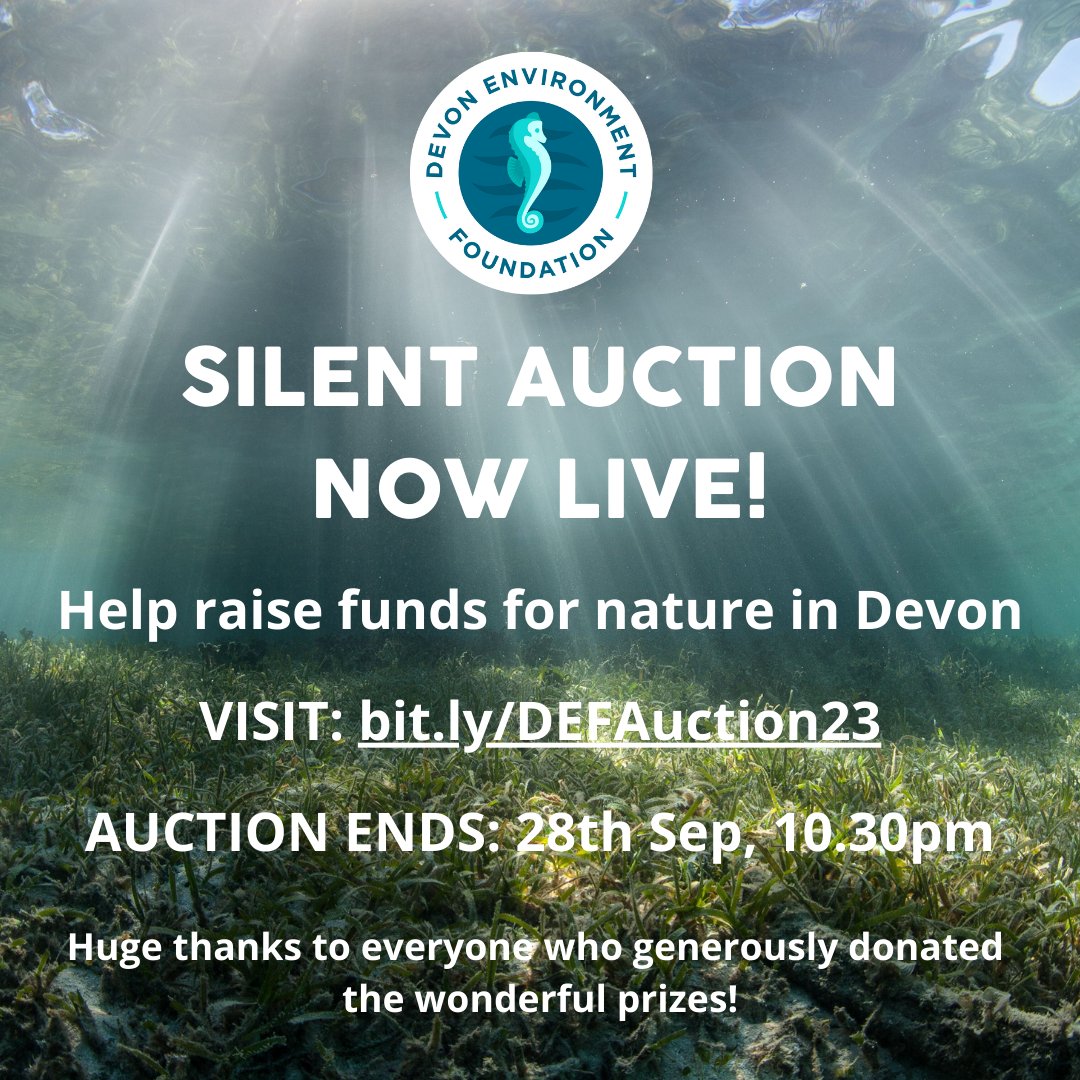 Devon Environment Foundation (@devon_enviro) on Twitter photo Chance to bid for some amazing prizes AND raise funds for #nature restoration at the same time! 🌿
See <a href="/devon_enviro/">Devon Environment Foundation</a>'s Silent Auction here: bit.ly/DEFAuction23
Bidding closes 28th Sep, 10.30pm
#Charity #Fundraiser #Environment #Wildlife #NatureBasedSolutions #Devon Chance to bid for some amazing prizes AND raise funds for #nature restoration at the same time! 🌿
See <a href="/devon_enviro/">Devon Environment Foundation</a>'s Silent Auction here: bit.ly/DEFAuction23
Bidding closes 28th Sep, 10.30pm
#Charity #Fundraiser #Environment #Wildlife #NatureBasedSolutions #Devon