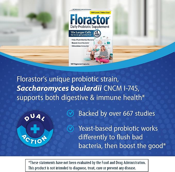 Florastor Probiotics for Digestive &amp; Immune Health, 100 Capsules, Probiotics for Women &amp; Men, Dual Action Helps Flush Out Bad Bacteria &amp; boosts The Good with Our Unique Strain Saccharomyces boulardii
order now 
amzn.to/3ZwtSaC