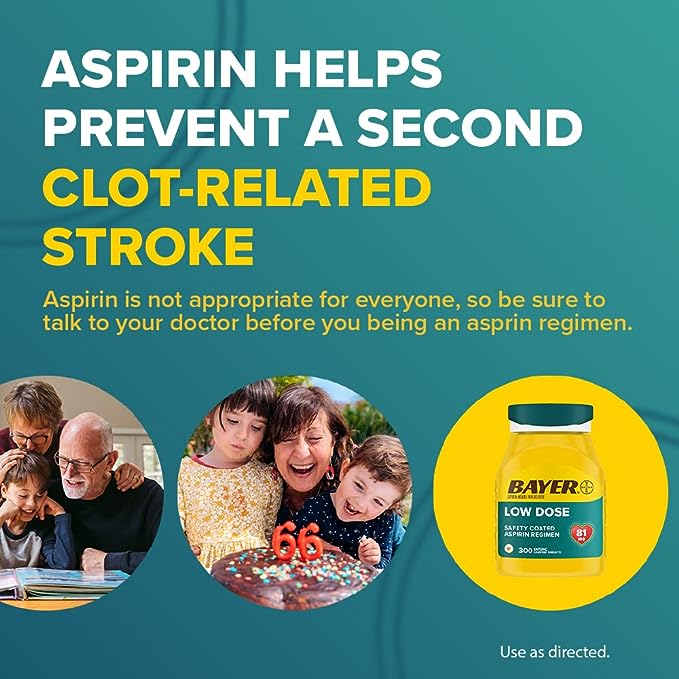 Bayer Aspirin Low Dose 81 mg, Enteric Coated Tablets, Doctor Recommended, Secondary Prevention of Cardiovascular Disease, 300 Safety Coated Tablets
order now 
amzn.to/3tcE1NF