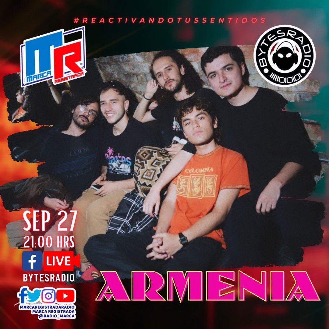radio_marca's tweet photo. Este miércoles nos acompaña @armeniamp3 que están presentando #ARMN su tercer álbum para contarnos sobre esto y sus recientes presentaciones en CDMX y GDL los esperamos en punto de las 21 hrs 🇲🇽 a través del #FacebookLive de @bytesradiomex https://t.co/LriJoZ01wY