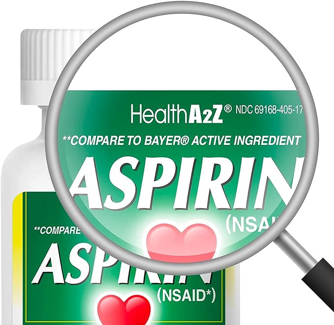 HealthA2Z® Aspirin 81 mg | 300 Counts | Low Strength | Enteric Coated | Pain Relief | Reduces Minor Aches Muscle Pain &amp; Cramps | Fever Reducer | Compared to Bayer Active Ingredient
order now 
amzn.to/3ZFlDJp