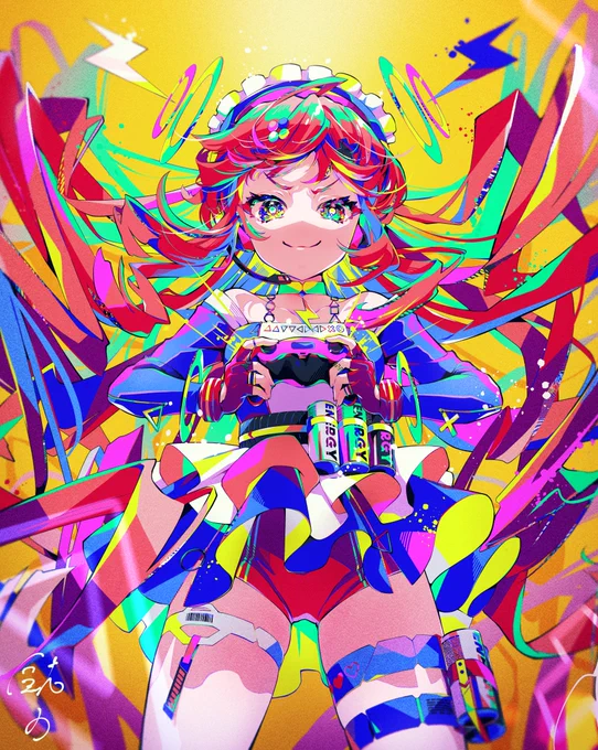 「めいどらんど」のイラストあたりからキャラクターたちにその子独自の模様というか…デザインというか…を所々入れるようになったのですが、この目がチカチカする模様たちが結構気に入っているので、これらも気が向いたら投稿したい所存です 