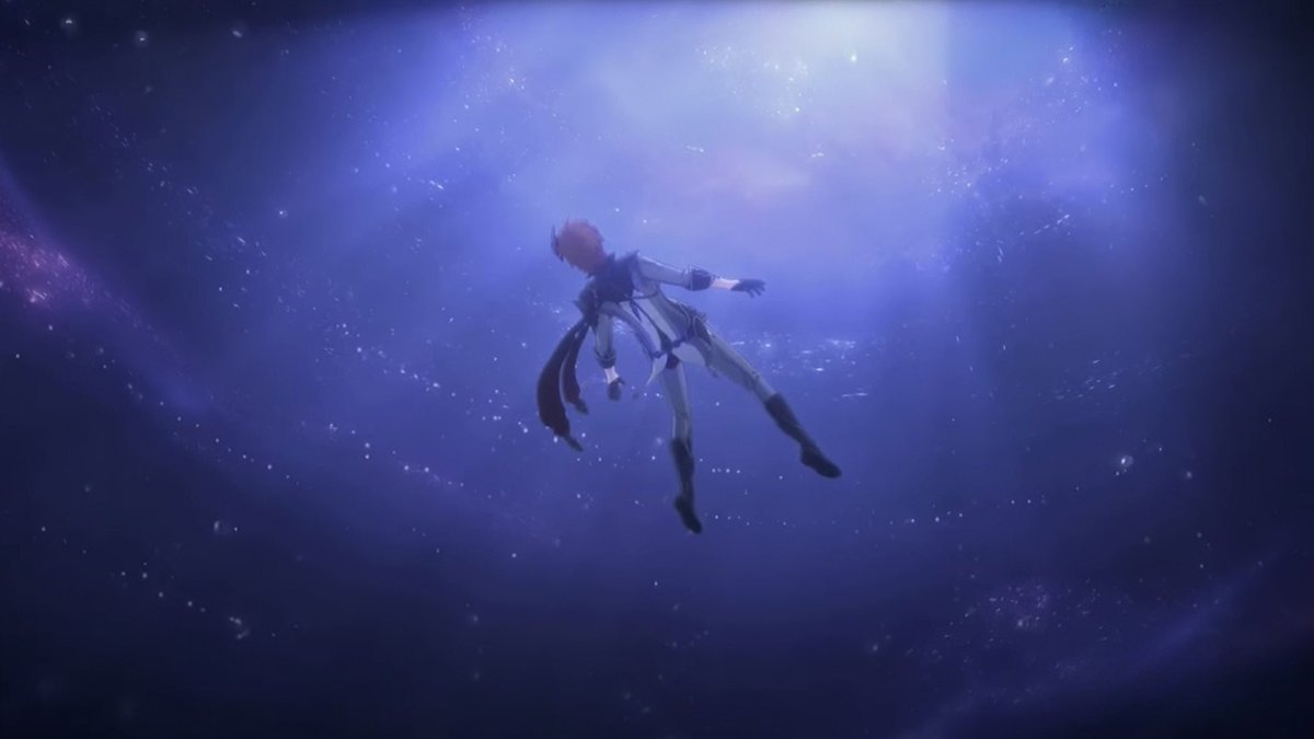 FUSHIGUR0's tweet photo. // 4.1 spoilers &amp; 4.2 leaks

Childe’s perspective in the primordial sea is the other side of the cracked sky in Neuvillette’s demo.

In the whale’s splash art, it’s breaking through a barrier— coming from a purple realm into a blue one, aka from Childe’s side to Neuvillette’s. https://t.co/DQXqWCL8Mr