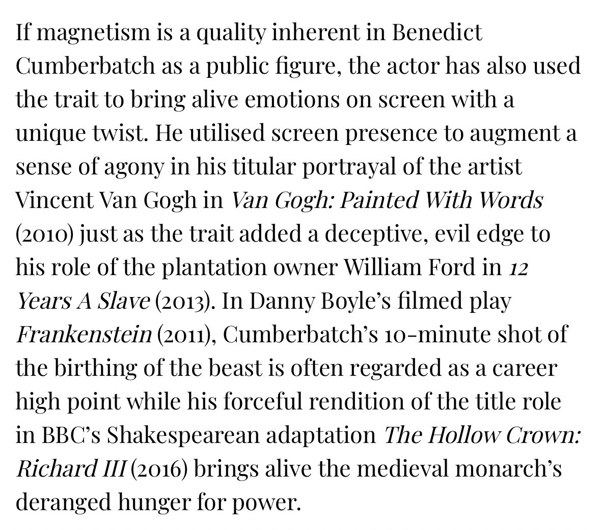 "But just as Doctor Strange in Marvel’s overwhelming universe, Benedict Cumberbatch makes Henry Sugar’s world his own, managing to glow amidst an illustrious assortment of talent." 

A great review everyone should read. 
firstpost.com/entertainment/…